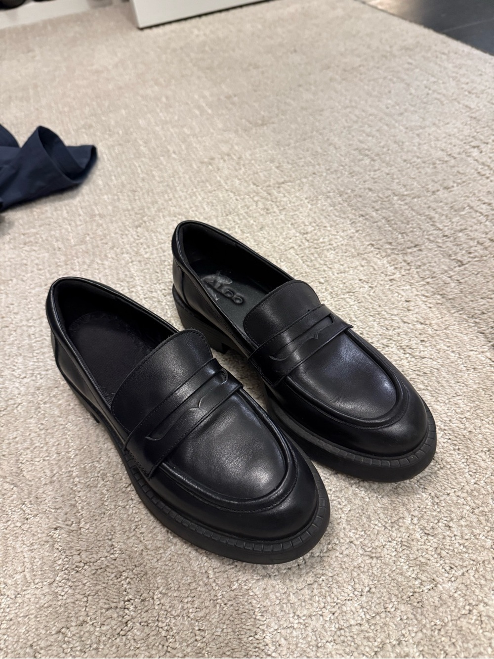 Women's Aldo Black Leather Penny Loafers